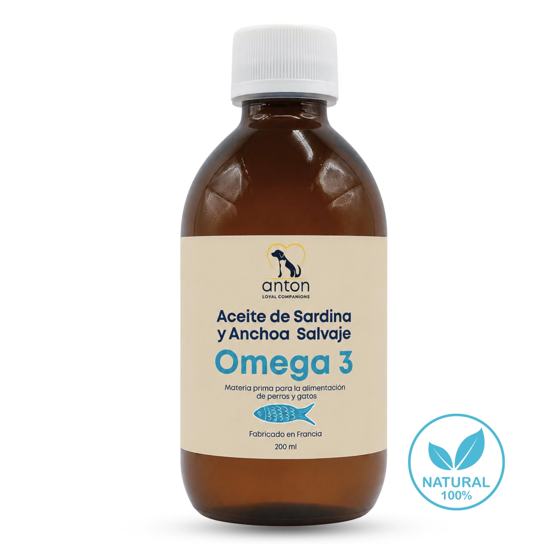 Aceite Omega 3 natural de sardina y anchoa salvaje para perros y gatos – suplemento nutricional 100 % natural ANTON LC