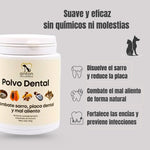 Polvo dental natural para perros y gatos de ANTON Loyal Companions, disuelve sarro, combate el mal aliento de forma natural y fortalece encías.
