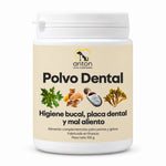 Envase de Polvo Dental ANTON de 100 g para perros y gatos, complemento alimentario para la higiene bucal, el cuidado de la placa dental y el mal aliento, fabricado en Francia.