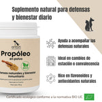 Suplemento natural Propóleo en polvo ECO para perros y gatos rico en flavonoides y antioxidantes naturales con apoyo a las defensas y al bienestar diario – certificado BIO UE ANTON LC
