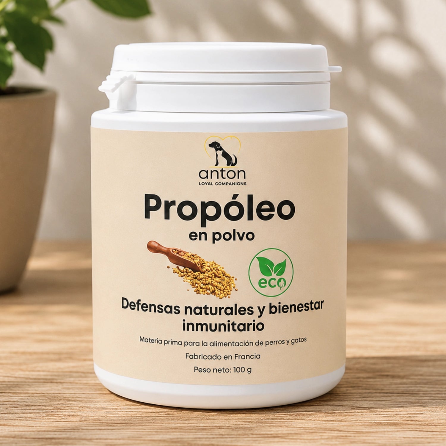 Suplemento natural Propóleo en polvo ECO para perros y gatos con apoyo al sistema inmunitario y defensas naturales – producto certificado BIO UE ANTON LC