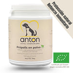 Suplemento natural Propoleo en polvo ANTON para perros y gatos - Refuerzo del sistema inmunitario y proteccion natural certificado ecologico