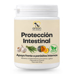 Protección Intestinal ecológica para perros y gatos de ANTON Loyal Companions, con ajo, tomillo y semilla de calabaza para apoyar el equilibrio intestinal frente a parásitos internos.
