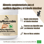 Psyllium rubio BIO de ANTON Loyal Companions para perros y gatos, rico en fibras solubles, apoyo al equilibrio digestivo y regulación natural del tránsito intestinal.