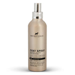 Spray desenredante y protector térmico del pelaje Frenky Lewis para perros, sin perfume, en envase beige de 150 ml con pulverizador plateado, sobre fondo blanco.