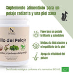 Suplemento natural ecológico para perros y gatos que favorece un pelaje brillante y una piel sana, formulado en Francia por ANTON Loyal Companions