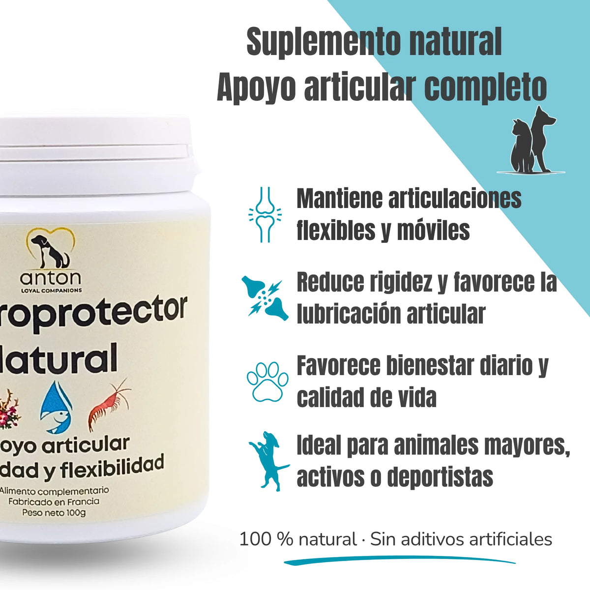 Suplemento natural para articulaciones flexibles y móviles ANTON Loyal Companions – condroitina, glucosamina, harpagofito, omega 3 de krill y pescado
