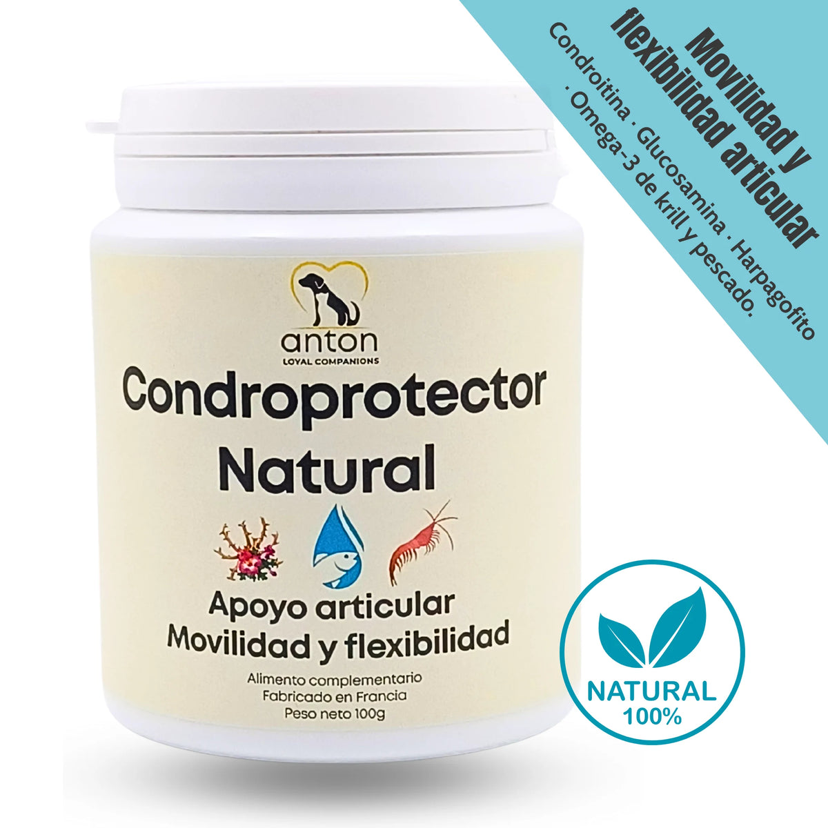 Condroprotector Natural ANTON Loyal Companions – apoyo articular, movilidad y flexibilidad para perros y gatos