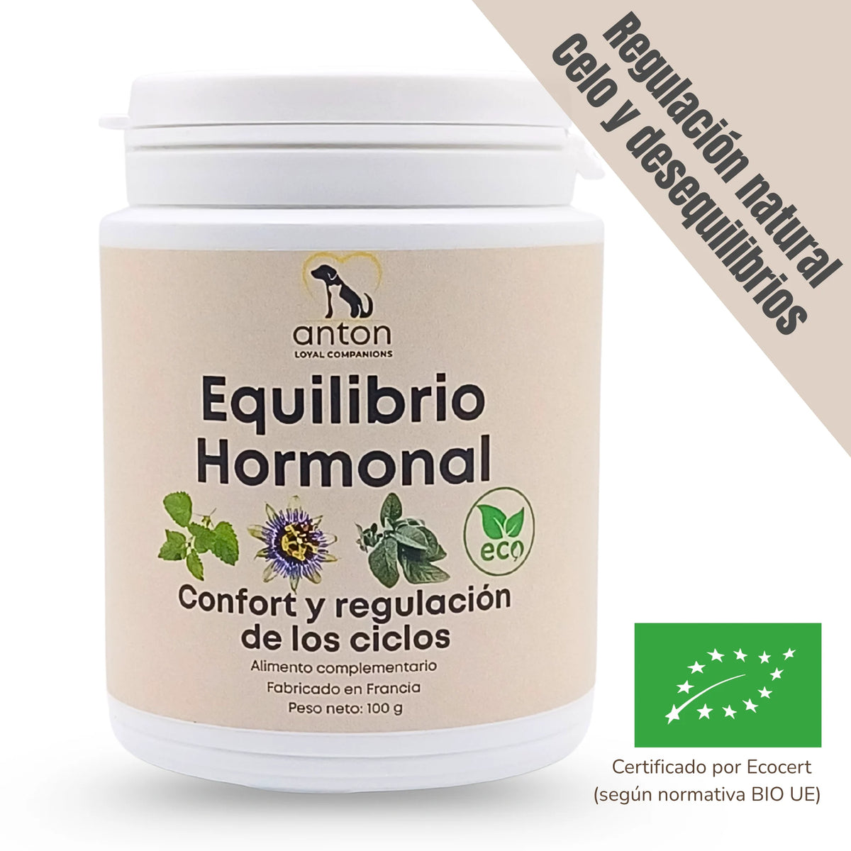 Fórmula ecológica Equilibrio Hormonal para perros y gatos – Suplemento natural para regular los ciclos hormonales y calmar el estrés