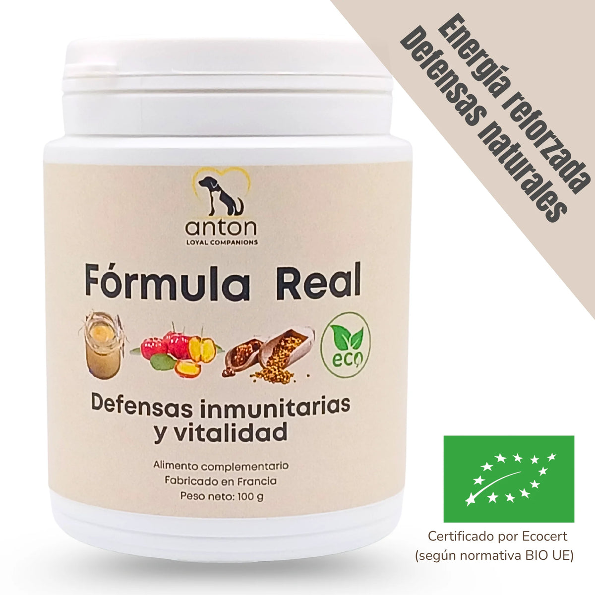 Suplemento natural para perros y gatos Jalea Real ECO ANTON Loyal Companions  para perros y gatos que refuerza las defensas inmunitarias y la vitalidad.