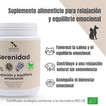 Suplemento natural Serenidad ECO para perros y gatos que favorece la calma y el equilibrio emocional certificado ecológico BIO UE