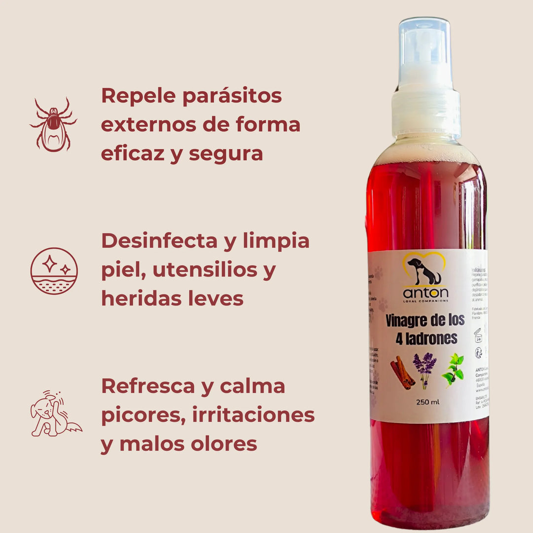 Vinagre ANTON que repele parásitos, desinfecta piel y utensilios y calma irritaciones