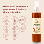 Vinagre de los 4 ladrones ANTON Loyal Companions para perros y gatos, elaborado mediante maceración en frío de 8 plantas medicinales en vinagre de sidra.
